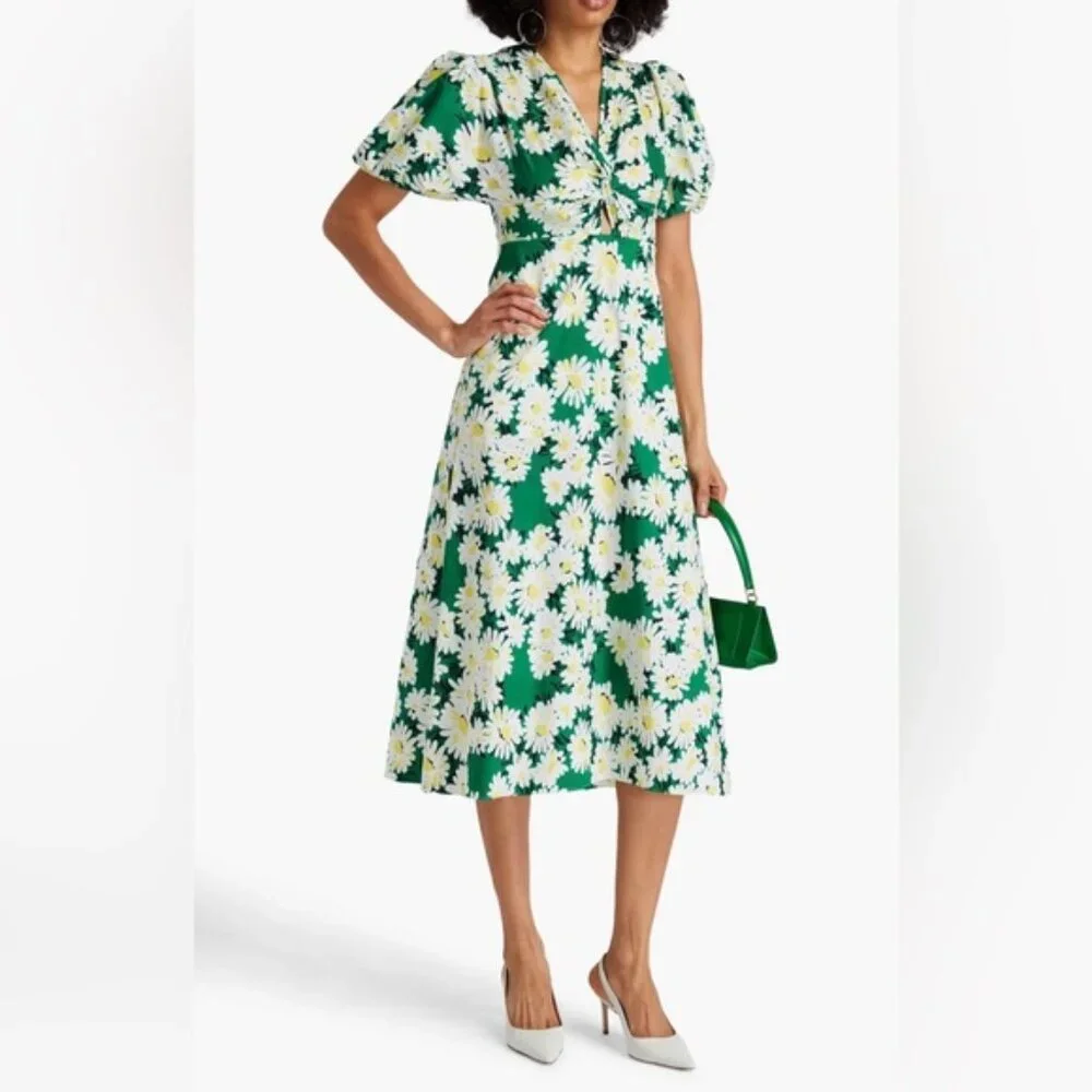 Diane Von Furstenberg Green Floral Midi Dress - Picture 1 of 7